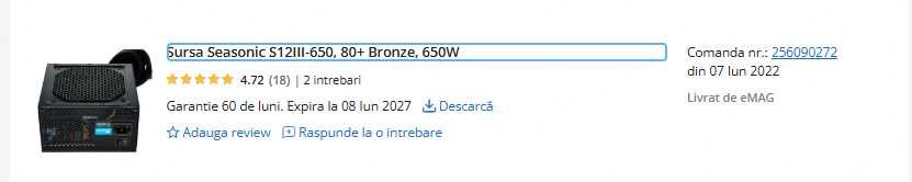Sursa Seasonic S12III-650, 80+ Bronze, 650W