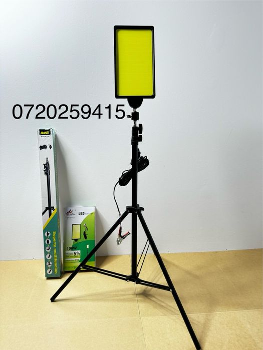 Lampa de Camping, Pescuit 100W - 12V cu LED COB, reglabila cu suport