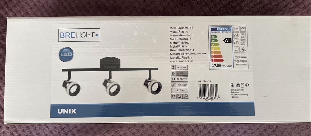 Plafoniera UNIXx3 spoturi reglabile 15W LED, negru/alb