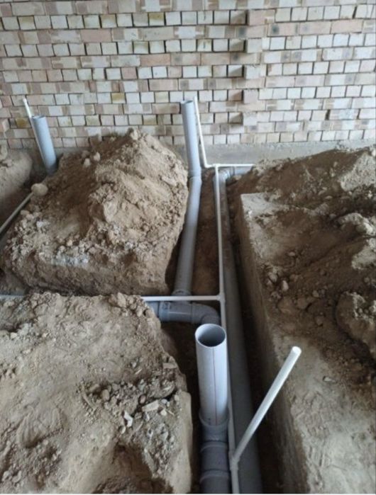 Канализатся яма ура ura qazish transhiya padval turba yotqizish