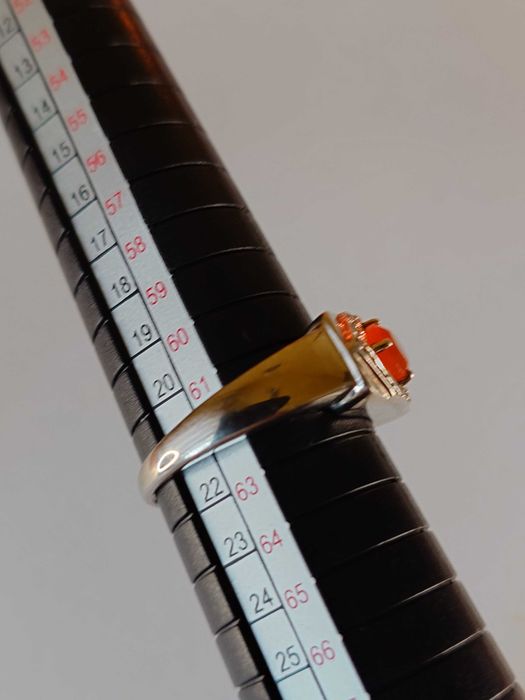 Inel argint 925 cu hesonit (granat portocaliu) și CZ