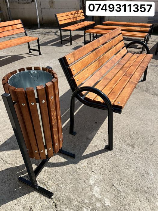 Cos de gunoi exterior stradal din lemn sau metal