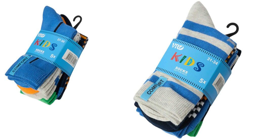 Комплект от 5 чифта комфортни и цветни памучни детски чорапи"