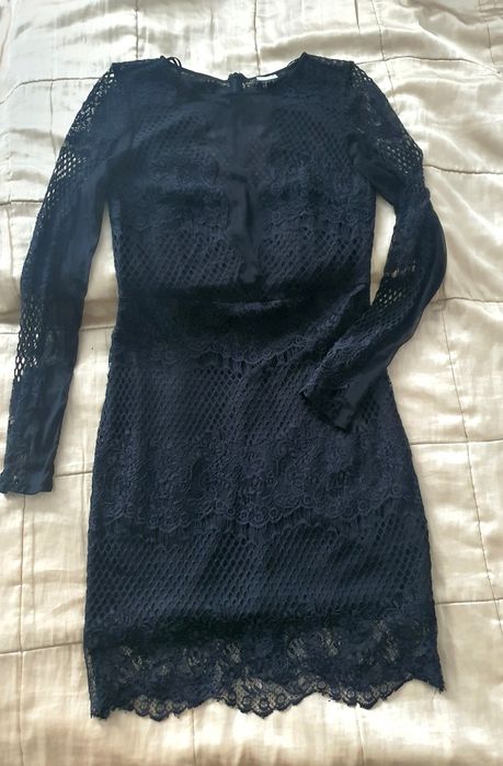 Gina Tricot M rochie neagră dantelă midi bodycon elegantă party evenimente ocazie nouă