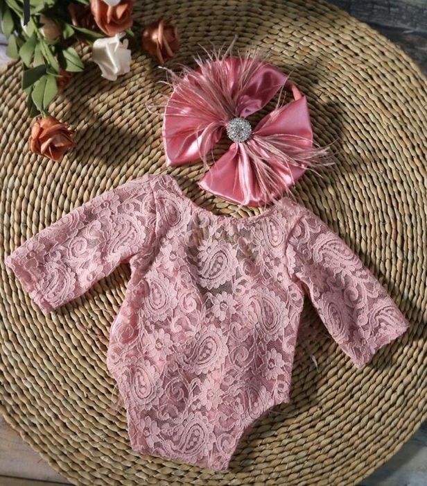 Бебешки розов комплект за новородени за фотосесия