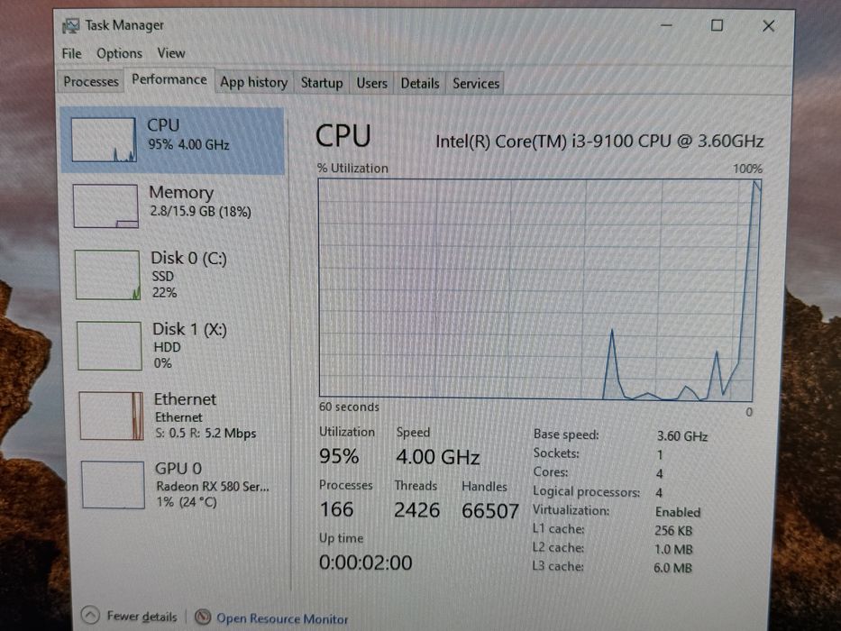 Pc Gaming i3 9100/Rx 580 8GB/16GB Ram/SSD+HDD