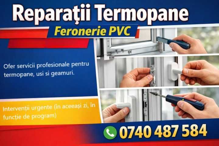 Reparații termopane | Reglaj feronerie PVC | Intervenții rapide
