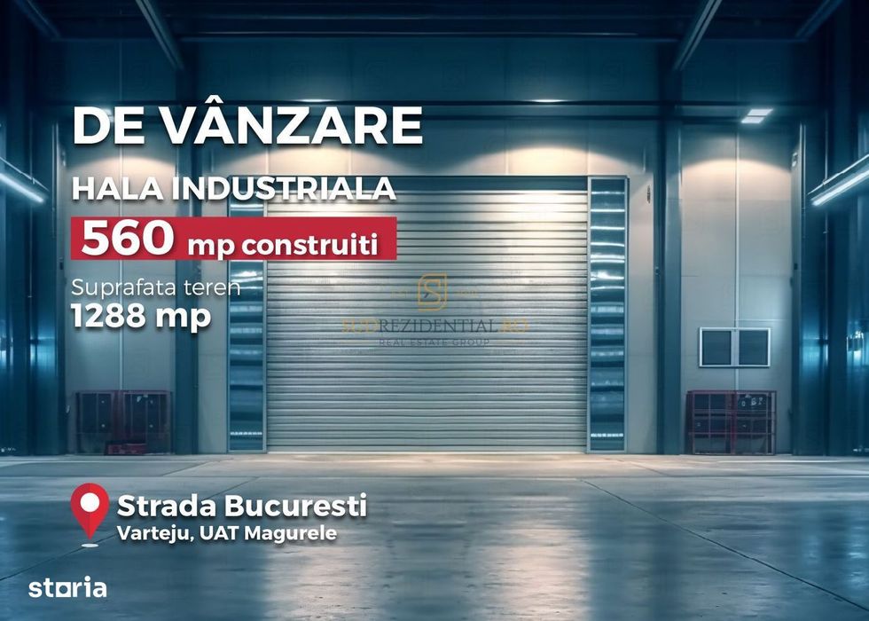 Hală industrială modernă de vânzare – 560 mp construiți | Teren 1.288