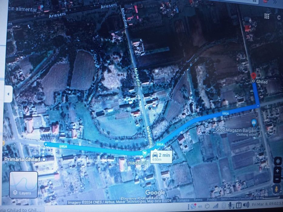 Vand teren intravilan langa primaria Ghilad, 1633mp, 17m deschidere