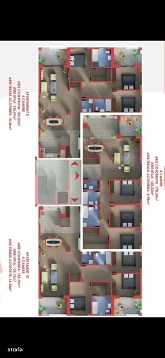 Apartament 4 camere,3bai,136mp.utili+19mp terase acoperite