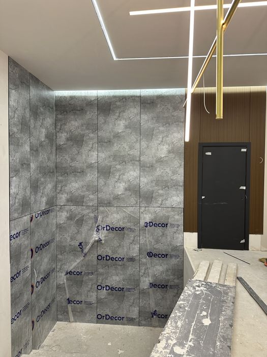 Установка гибкого мрамора и тв зон