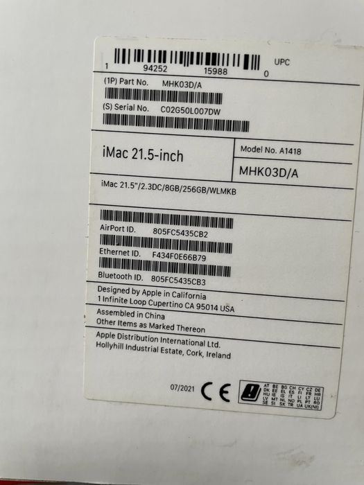 IMac 21,5 inch , core i5 -2021