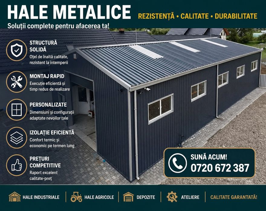 Hale metalice cu panouri sandviș profile noi și super preturi