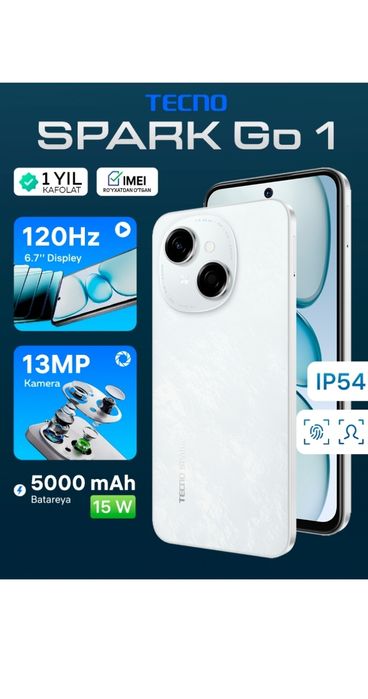 Tecno Spark Go 1. 3/64 GB karobka dokmenti bor .
3/64 GB . Network-4 5