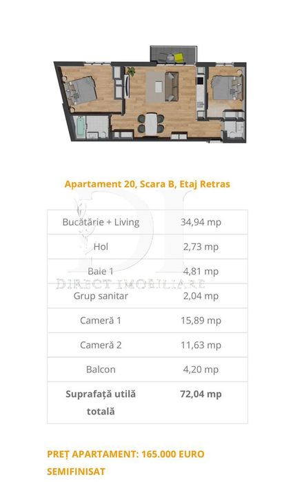 Apartament etaj intermediar / Zona Vivo