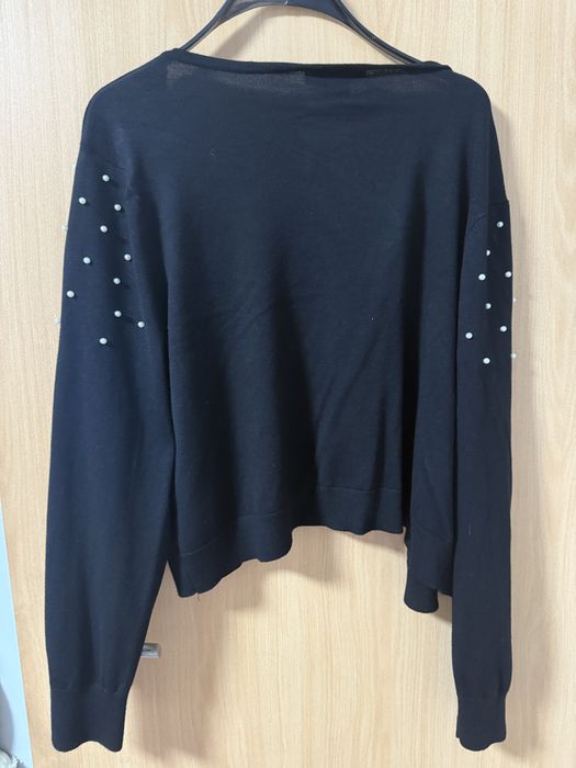 Къса жилетка с перли на дона карън