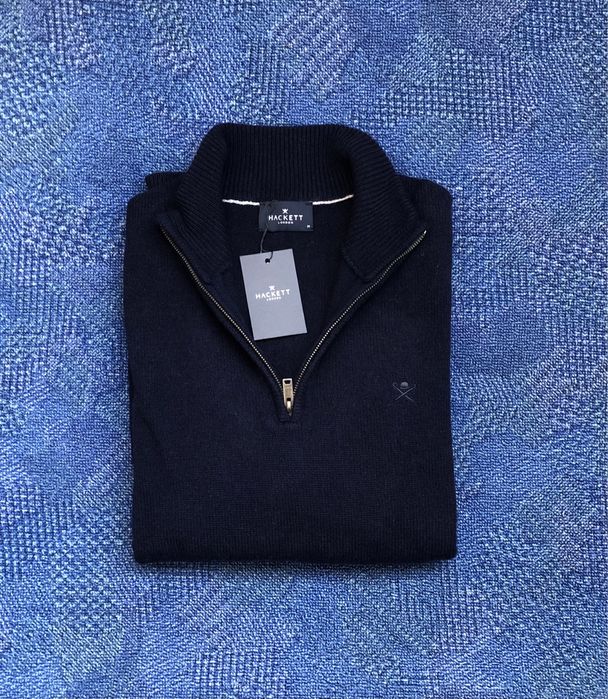 100% вълна Hackett London 1/4 Zip Wool Pullover ОРИГИНАЛ мъжки пуловер