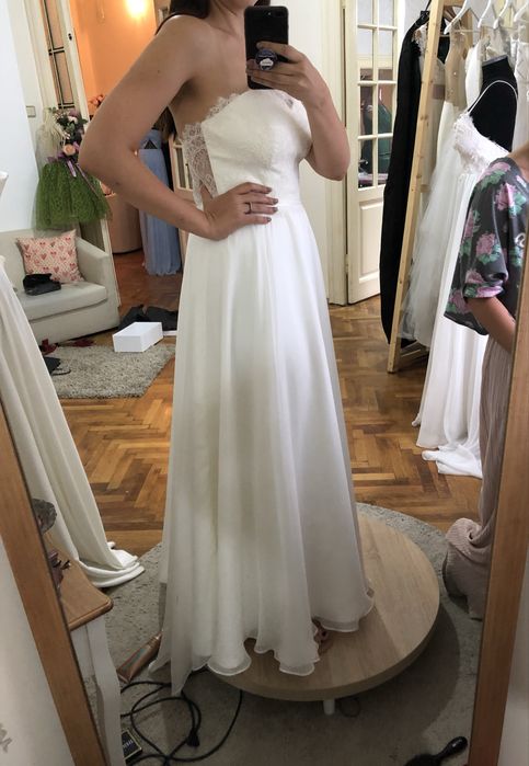 Rochie de mireasa, ivoire, matase, L