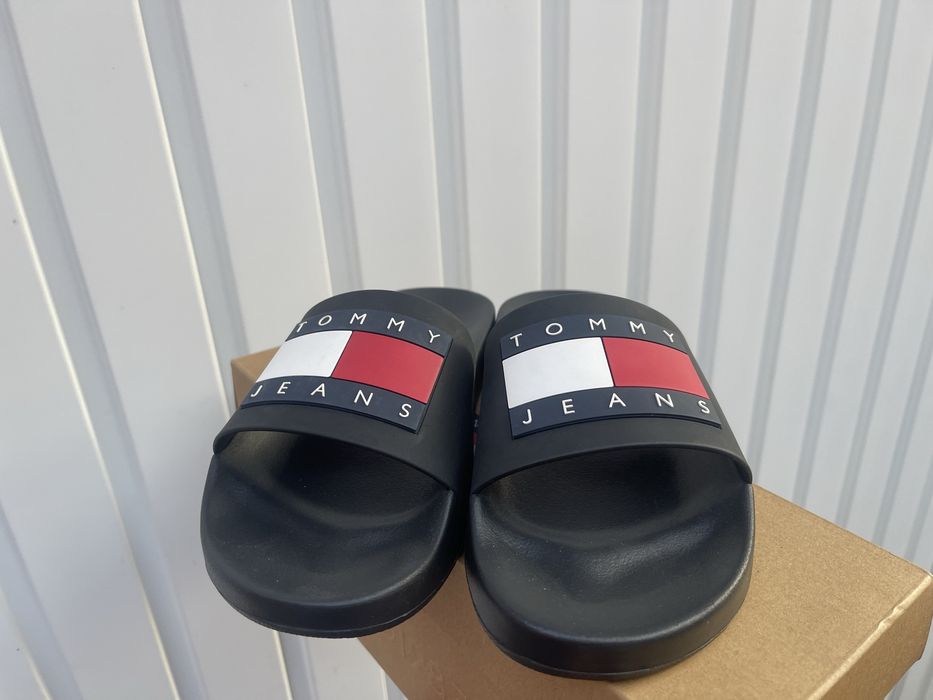 Papuci Tommy Hilfiger originali noi slapi pool TommyJeans
