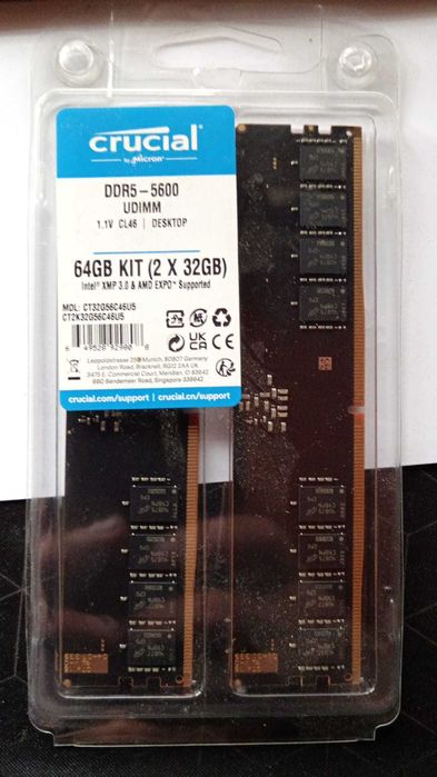 Vând kit memorie Crucial DDR5 5600MHz CL46 – 64GB (2x32GB)
