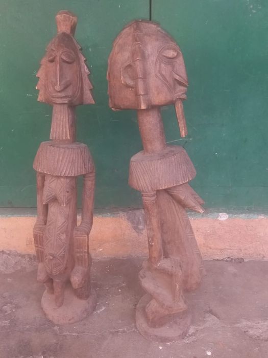 БАУЛЕ Племенна африканска маска , африканско изкуство антикварна стой