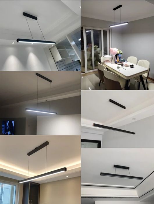 Линейна черна LED лампа 100/120см димируема с дистанционно