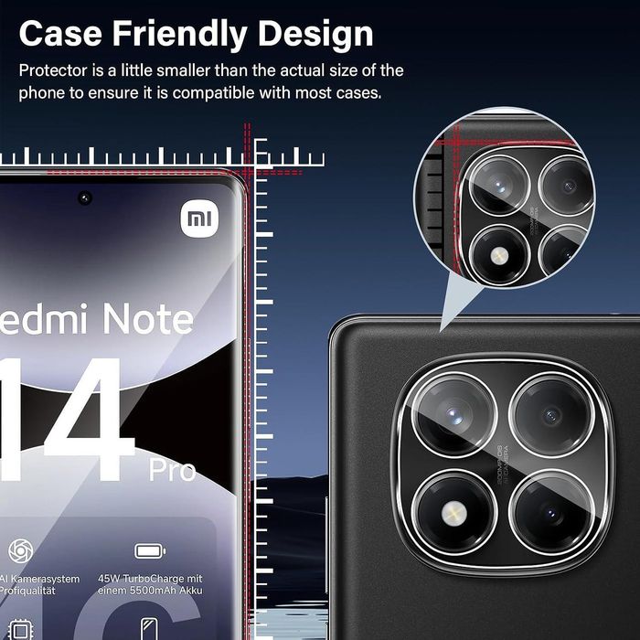 Стъклен протектор за камера за xiaomi redmi note 14 pro 5g