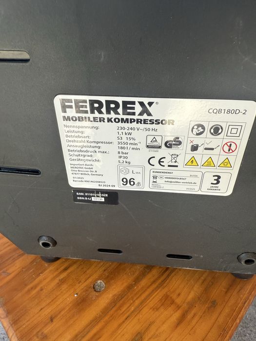 Мобилен компресор FERREX 8 bar