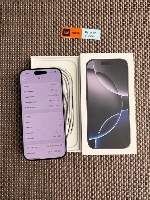 512gb! iPhone 16 Pro Лизинг от 30€/мес black  Titanium като нов!  черен