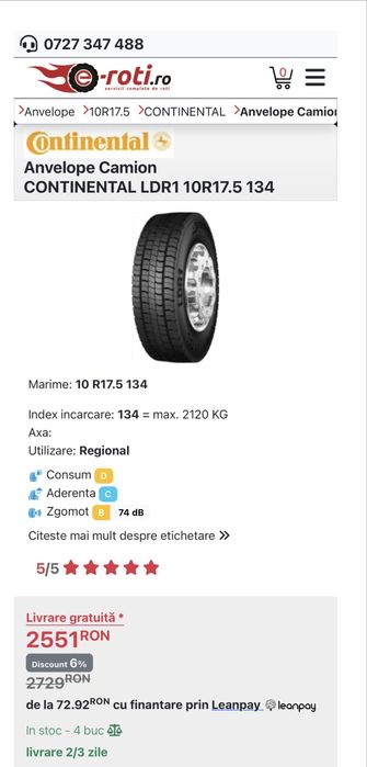 Cauciucuri anvelope 10/17.5 10 R17.5 Continental bascula septica camion