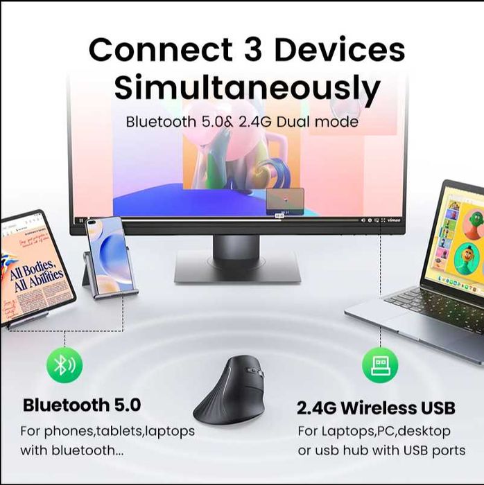 Эргономичная вертикальная мышь UGREEN — комфорт и продуктивность!