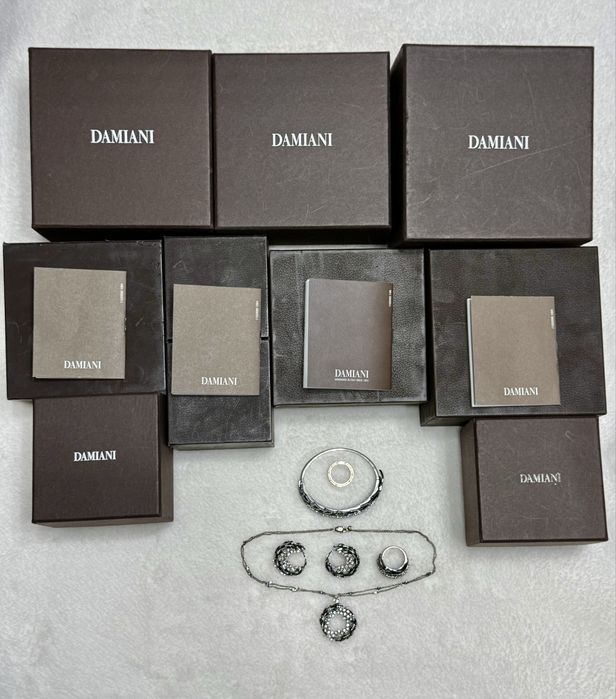 Set bijuterii DAMIANI original aur alb înegrit 18k cu diamante