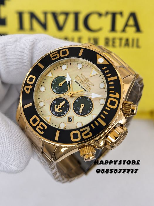 INVICTA Ocean Voyage Gold 52 mm, Инвикта нов мъжки часовник