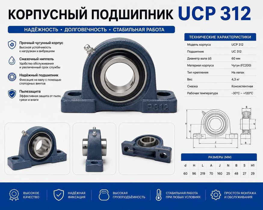 Подшипник Оптом  UCP312