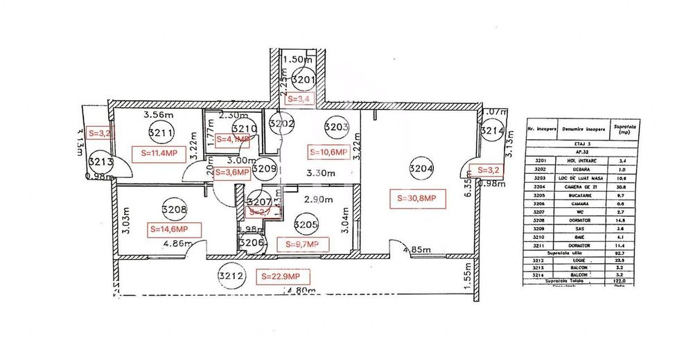 Apartament cu 3 camere, 92mp utili+teresa 23mp, bloc cu lift, etaj 2