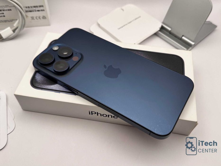 iPhone 15 Pro MAX, Blue, 256GB, 100% батерия, КАТО НОВ, 1г. ГАРАНЦИЯ!