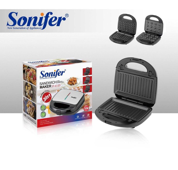 5 в 1 , 3 в 1 тостер, сендвичница, вафельница, Sonifer SF-6153, 750 Вт