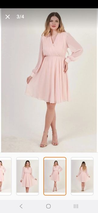 Разкошна рокля в 2 цвята мента и праскова