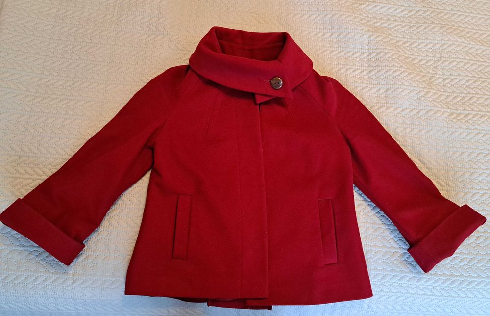 Червено вълнено палто (+подарък)