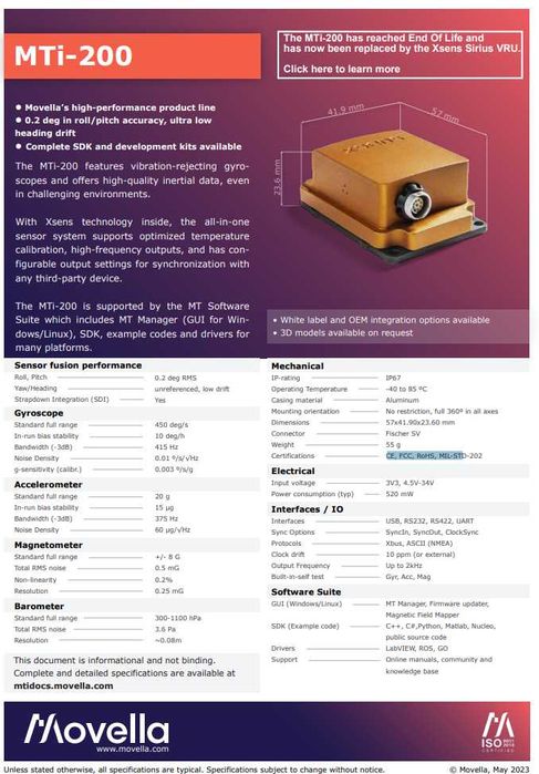 Senzor Robotica MTI-200-6A8G4