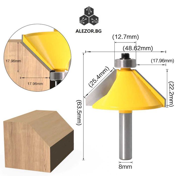 Фрезер Профилен За Право скосяване, 8 mm опашка, фрезери,20200236