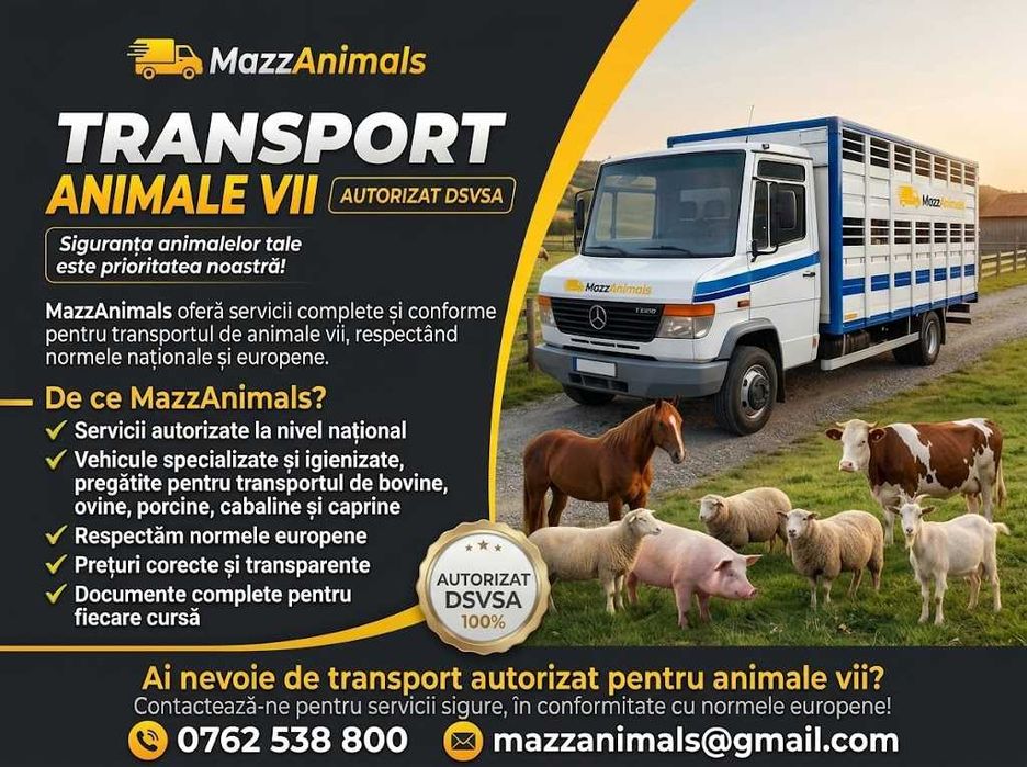 Transport animale vii – Autorizat DSVSA