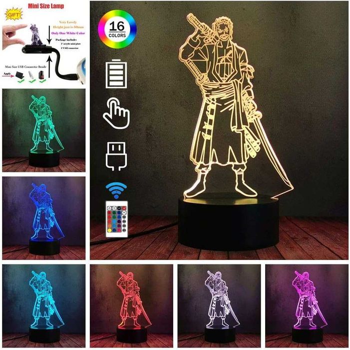 3D лампа RGB с дистанционно САМУРАЙ. две плаки