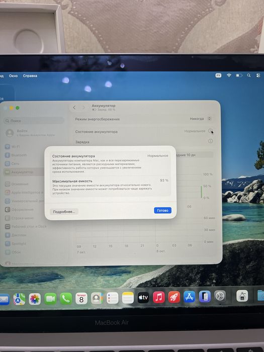 Идеал EAC MacBook Air M1 93% 8/256 gb