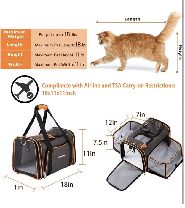 транспортна чанта за домашен любимец разширяема 43/28/28 авиокомпания