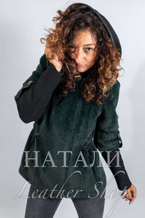 Дамски кожух от алпака с косъм Диана Black