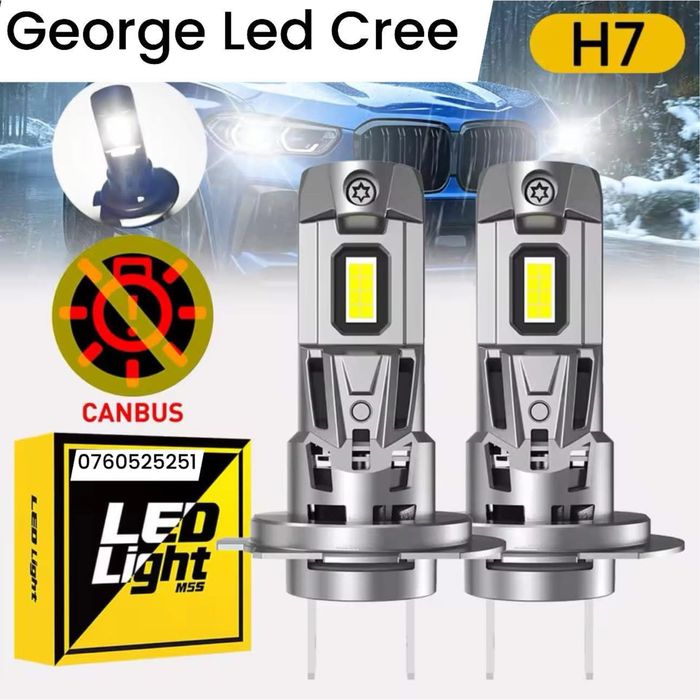 Set Două Becuri Led H7 Cree 24000Lumeni/200Watti6000K
