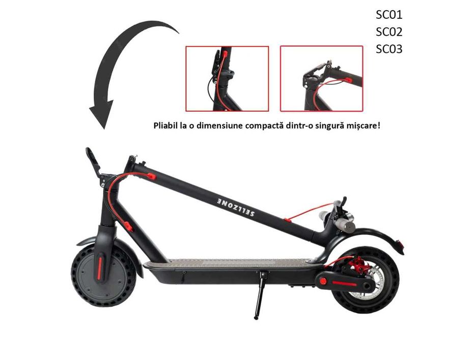 Scuter Trotinetă electrică viteză limitată la 25 km/h, roți 8.5 inch