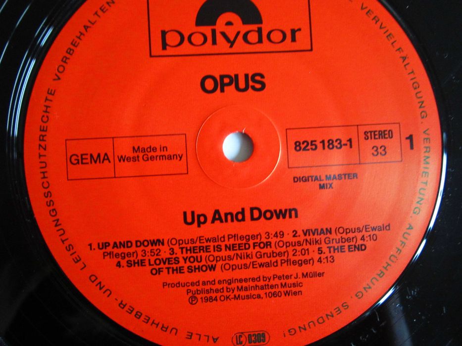 vinil Opus ‎- Up And Down  Germania 1984 impecabil