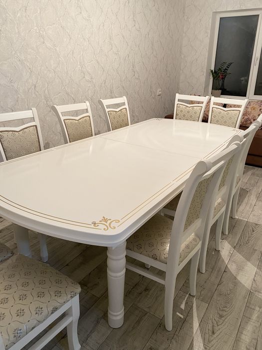 Стол со стульями белый комплект